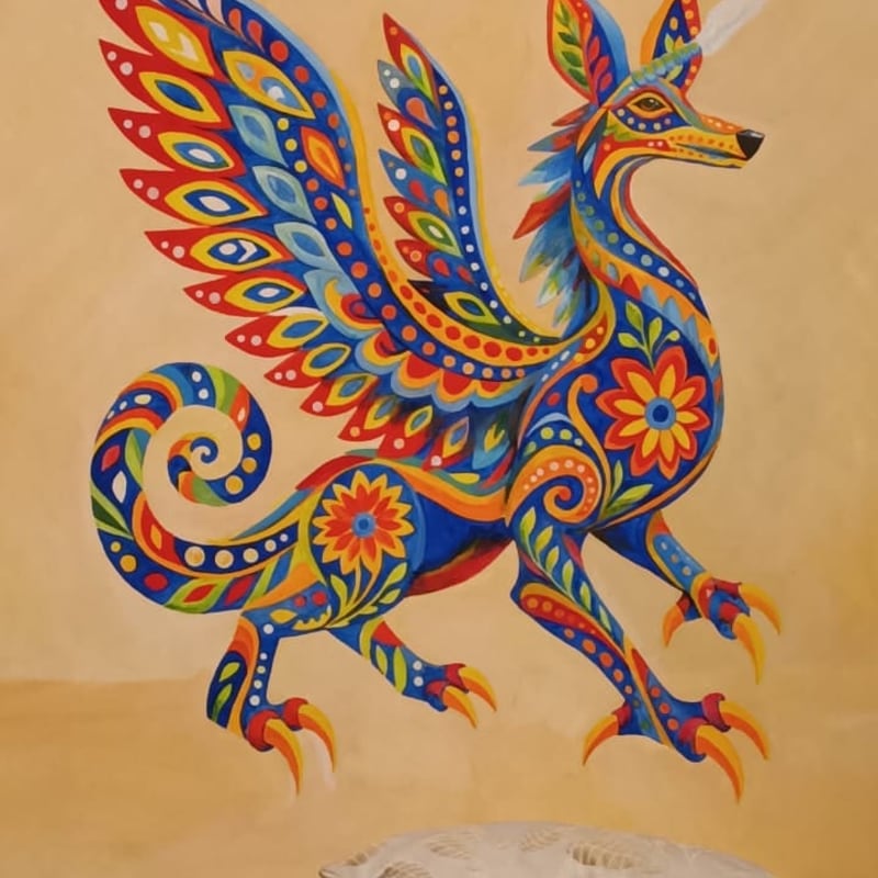 Alebrije alado en proceso